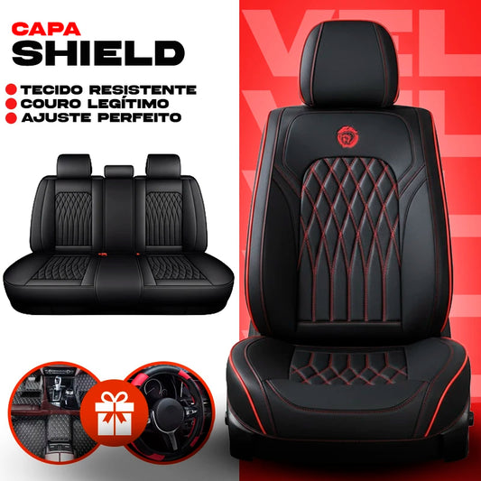 Capa Completa Automotiva Universal Shield em Couro Legítimo e AirBag +BRINDES: Tapete e Capa Para Volante