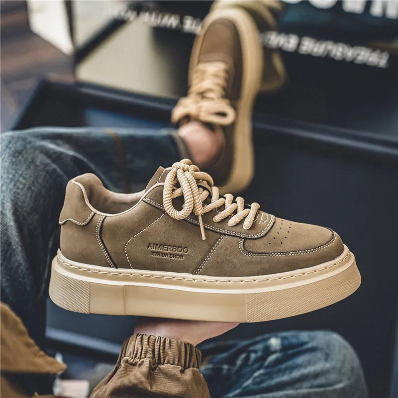 Shoes Men Leather Loafers Brown