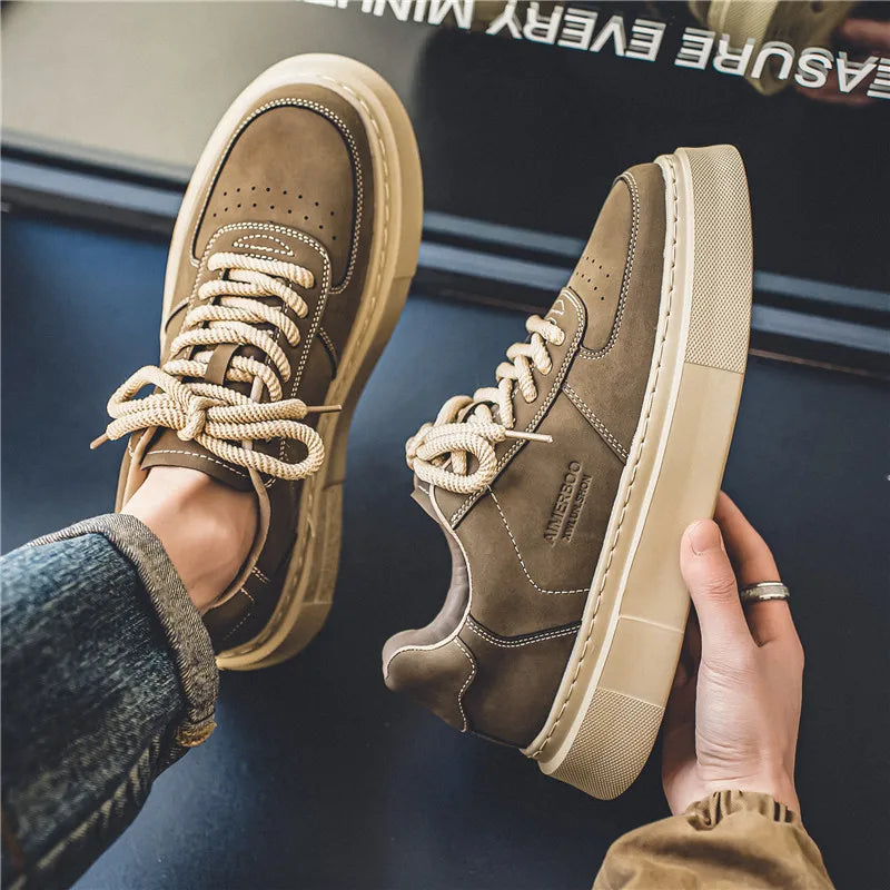 Shoes Men Leather Loafers Brown