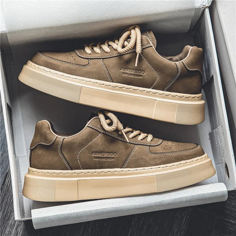 Shoes Men Leather Loafers Brown